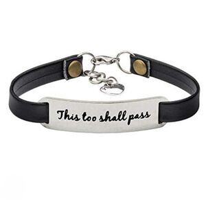 Brown Leather Bracelet This Too Shall Pass Message